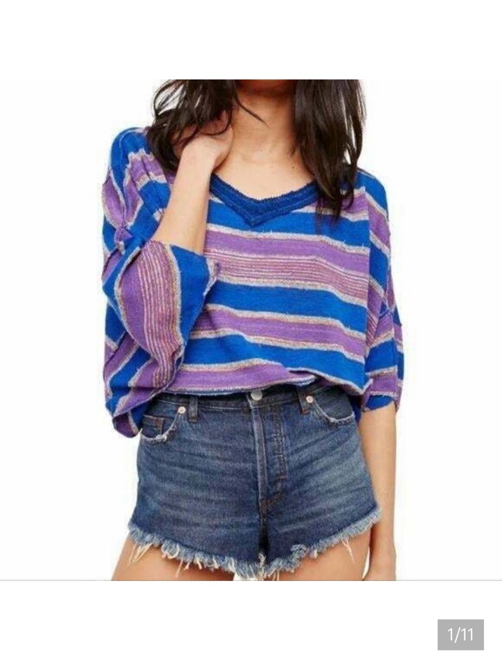 Free People Love Me Too  Dolman Sleeve Striped Sweater Size M